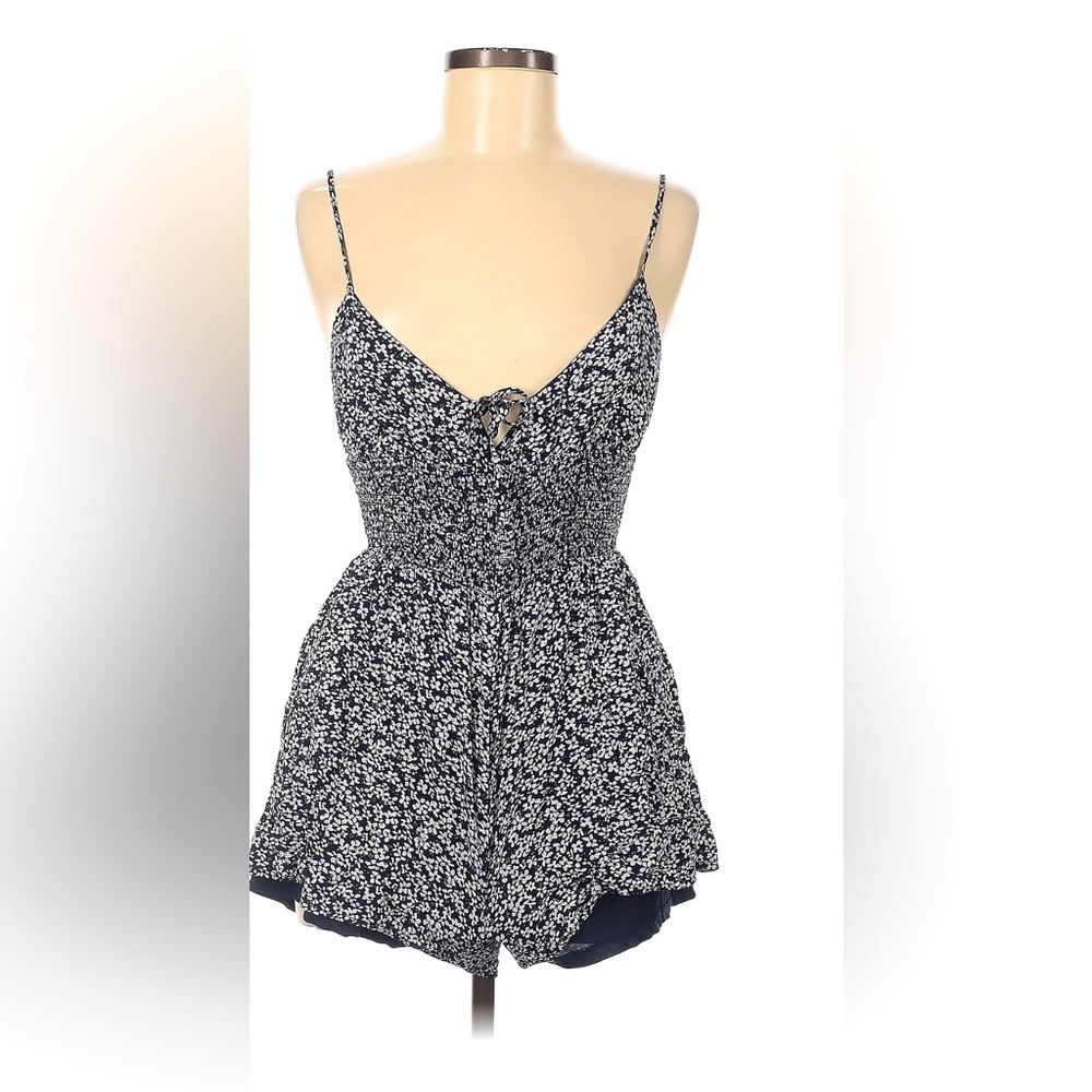 Sky & Sparrow Short Romper- Size Medium dark blue and white